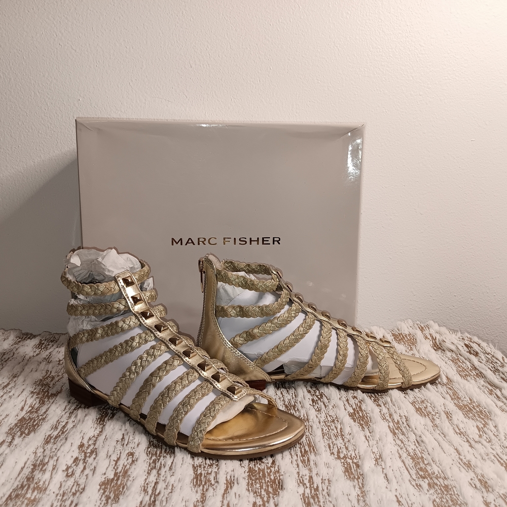Marc Fisher Gold and White Women's Gladiator Sandals
